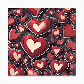 Seamless Pattern Of Hearts 1 Canvas Print