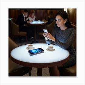 Woman Using A Cell Phone Canvas Print