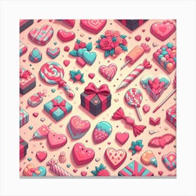 Valentine's Day, candy pattern Canvas Print