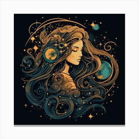 Abstract Portrait of Astrology Woman Canvas Print