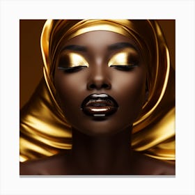 Black Woman With Gold Makeup 2 Canvas Print