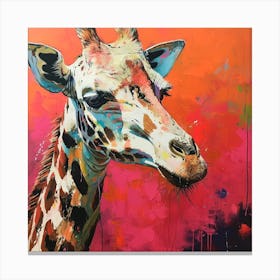 Warm Impasto Portrait Of A Giraffe 3 Canvas Print
