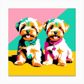 'Dandie Dinmont Terrier Pups', This Contemporary art brings POP Art and Flat Vector Art Together, Colorful Art, Animal Art, Home Decor, Kids Room Decor, Puppy Bank - 73rd Canvas Print