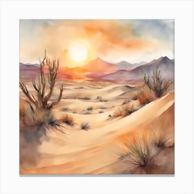 Watercolor Desert Landscape Canvas Print