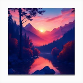 Sunset By The Lake 2 Canvas Print