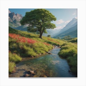 AI-Painted Landscapes" - Picturesque landscapes, from serene countryside scenes to breathtaking mountain vistas Canvas Print
