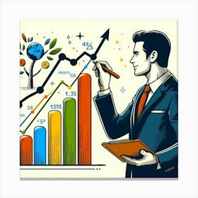 Businessman Drawing A Graph Canvas Print