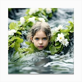 Little Girl In Water 1 Canvas Print