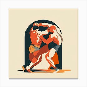 A Greco Roman Wrestling Minimal Illustration Canvas Print