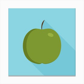Green Apple Icon In Flat Long Shadow Design Smaller Canvas Print