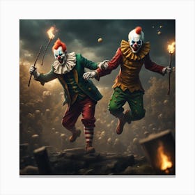 Clowns In The Dark 2 Canvas Print