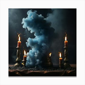 Default The Image Shows Three Burning Candles In The Backgroun 1 1 Canvas Print