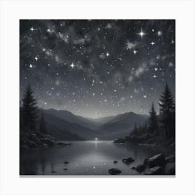 Night Sky Over Lake 2 Canvas Print