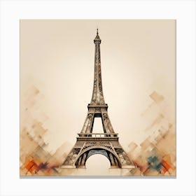 Eiffel Tower wallart colorful beige print abstract poster art illustration design texture for canvas Canvas Print