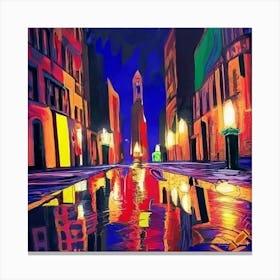 City Reflections At Night Canvas Print