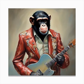 Chimp With Guitar Canvas Print