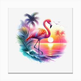 Flamingo At Sunset 5 Canvas Print