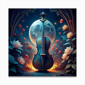 Violin In The Moonlight Canvas Print