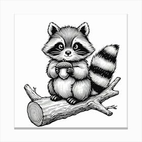 Line Art raccoon 7 Canvas Print