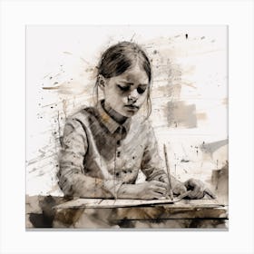 Girl Writing Canvas Print
