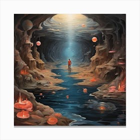 Cave and flawer Canvas Print
