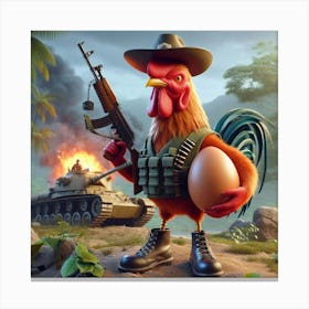 Rooster In A Tank Canvas Print
