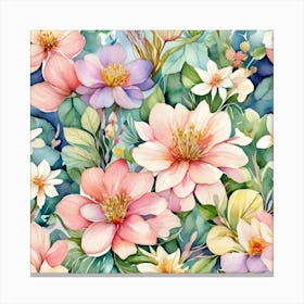 Watercolor Floral Pattern 1 Canvas Print