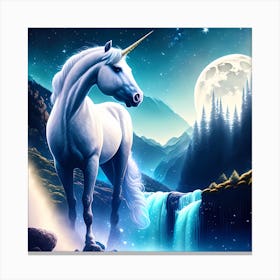 Unicorn In The Night Canvas Print