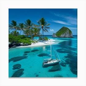 Sailboat On The Beach Canvas Print