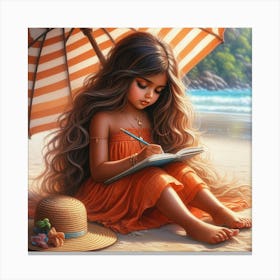 Little Girl On The Beach Canvas Print