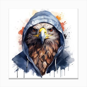 Watercolour Cartoon Falcon In A Hoodie 1 Canvas Print