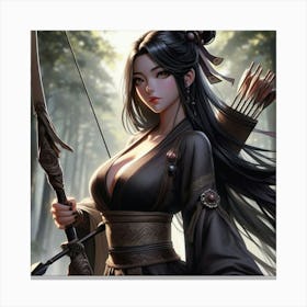 Chinese Girl With Bow And Arrow Canvas Print