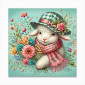 Lamb With Flowers Canvas Print Canvas Print