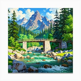 Bridge In The Mountains 4 Canvas Print