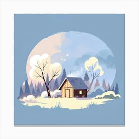 Winter Cabin In The Woods 4 Toile