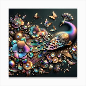 3d Peacock 1 Canvas Print