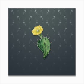 Vintage One Spined Opuntia Flower Botanical on Slate Gray Pattern n.2054 Canvas Print
