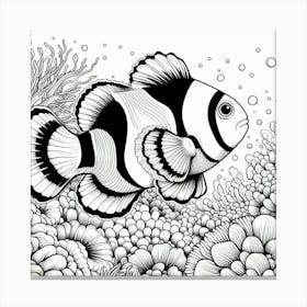 Line Art clownfish 1 Canvas Print