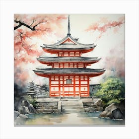 Watercolor Of A Pagoda Canvas Print