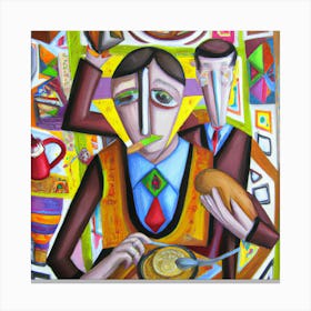 An Cubism Oil Painting- Starving People Canvas Print