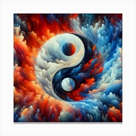 Yin Yang In Abstract Painting With Chaotic Patterns Canvas Print