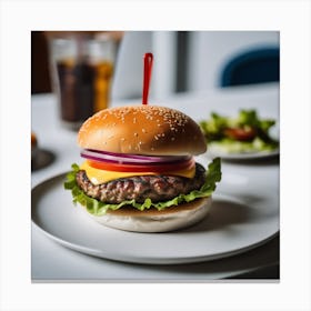 Hamburger On A Plate 29 Canvas Print