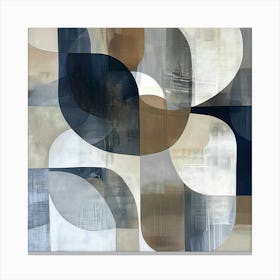 Blue and Beige Abstract Geometric Shapes Stampe su tela