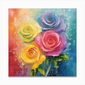 Rainbow Roses Canvas Print