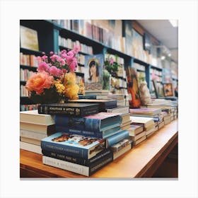 Books On A Table Canvas Print