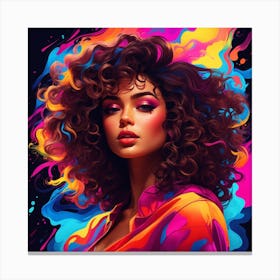 Color Splashed Girl, Neon Print Canvas Print