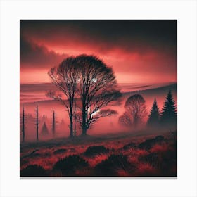 Red Sky With Trees Canvas Print