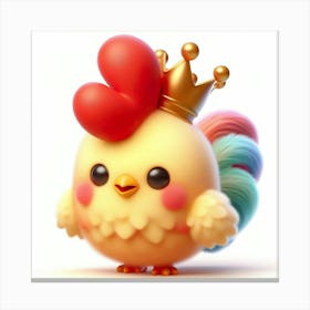 Cute Chicken With Crown 2 Canvas Print
