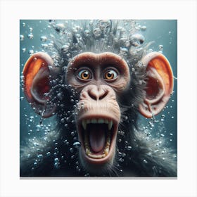 Chimpanzee In Water Canvas Print