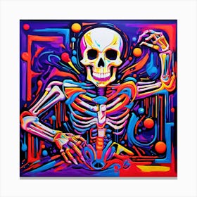 Hand Painted Happy Skeleton Canvas Print